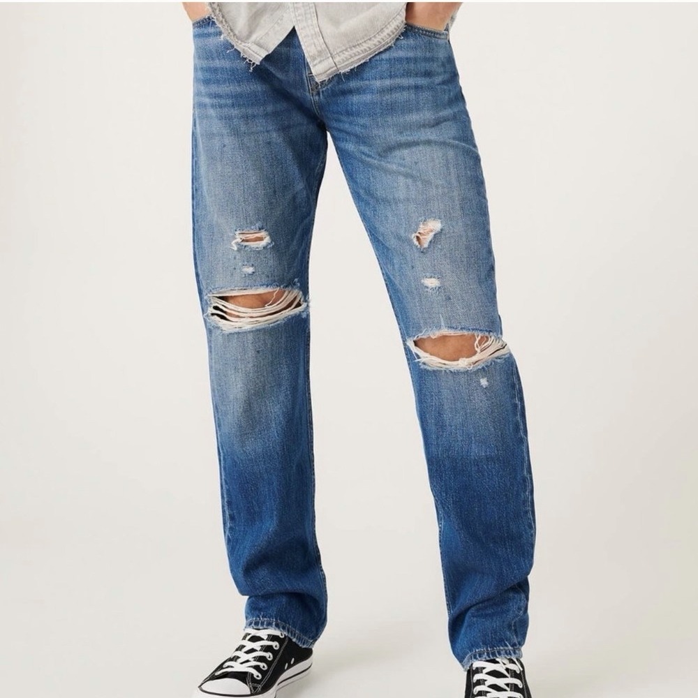 7 For All Mankind Tapered Straight Leg Jeans Mens 36x34 Distressed Haven Destroy